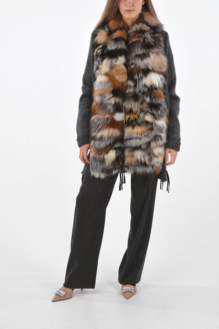 Knitted Cardigan with Fox Fur Rever