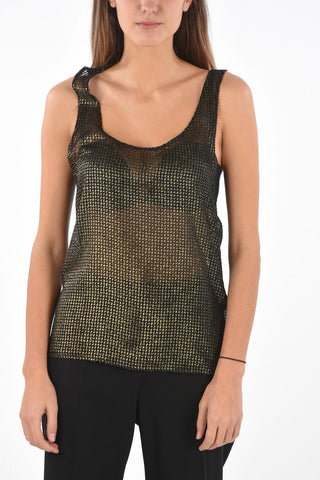Sleeveless Jacquard Silk Blend Top