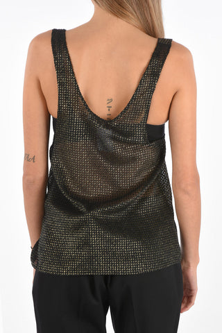Sleeveless Jacquard Silk Blend Top