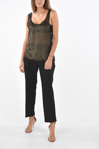 Sleeveless Jacquard Silk Blend Top