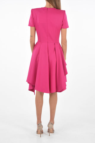 Short-sleeved Flared Dress with Layered Skirt