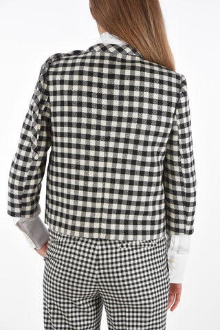 Blazer Corto Gingham con Fiocco sul Colletto