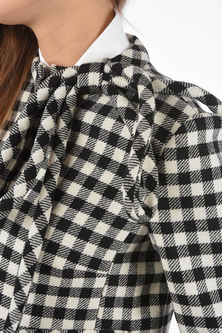 Blazer Corto Gingham con Fiocco sul Colletto
