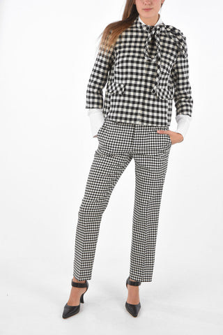 Blazer Corto Gingham con Fiocco sul Colletto