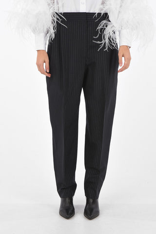 Double-pleated Lurex Pinstriped Virgin Wool Pants