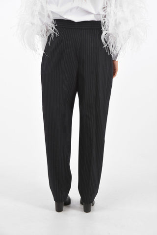 Double-pleated Lurex Pinstriped Virgin Wool Pants