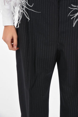 Double-pleated Lurex Pinstriped Virgin Wool Pants