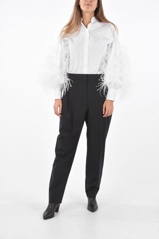 Double-pleated Lurex Pinstriped Virgin Wool Pants