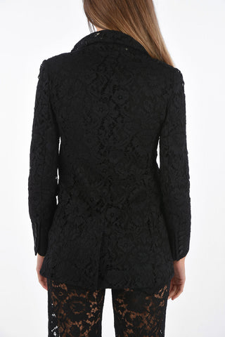 Blazer 2 Bottoni in Pizzo con Rever a Lancia in Satin