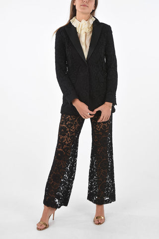 Blazer 2 Bottoni in Pizzo con Rever a Lancia in Satin