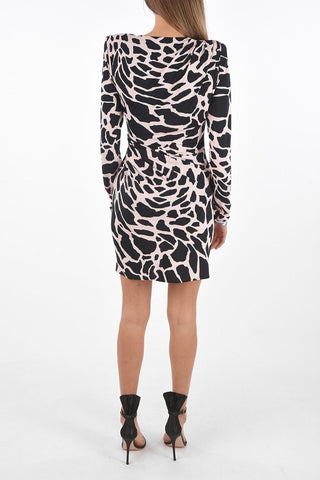 Draped Short Dress with Animal Pattern