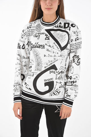 Crew Neck All-Over Logo and Monogram Printed Sweatshirt
