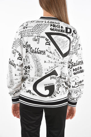 Crew Neck All-Over Logo and Monogram Printed Sweatshirt