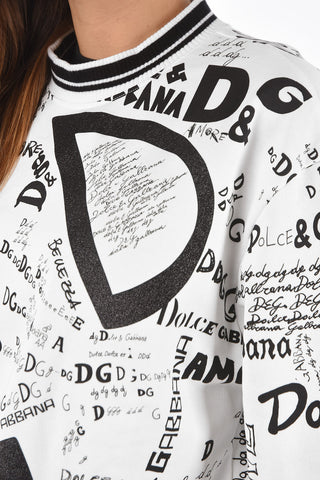 Crew Neck All-Over Logo and Monogram Printed Sweatshirt