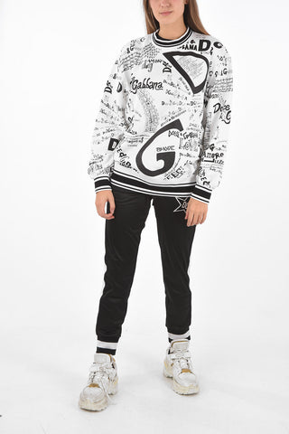 Crew Neck All-Over Logo and Monogram Printed Sweatshirt