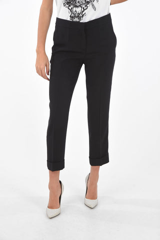 cuffed hem piping trousers