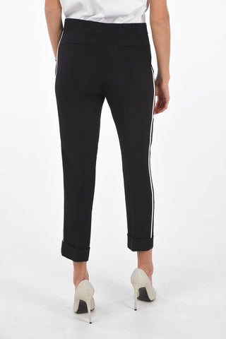 cuffed hem piping trousers