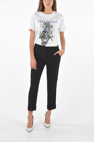 cuffed hem piping trousers