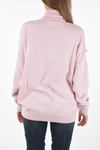 cashmere turtle-neck sweater with cut out details