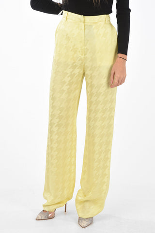 Houndstooth Palazzo Pants with Belt Loops and Flush Pockets