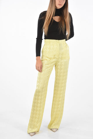 Houndstooth Palazzo Pants with Belt Loops and Flush Pockets