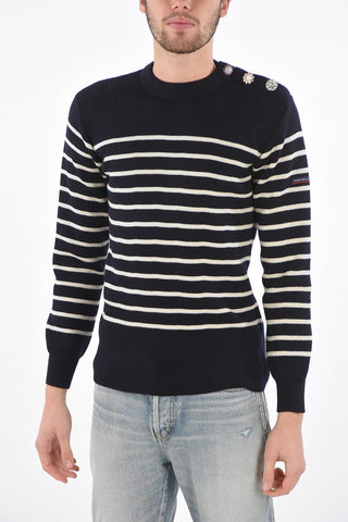 ARMOR LUX X THE BRETON awning striped crew-neck sweater with jewel