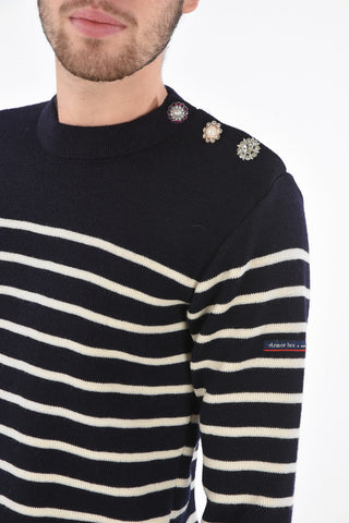 ARMOR LUX X THE BRETON awning striped crew-neck sweater with jewel