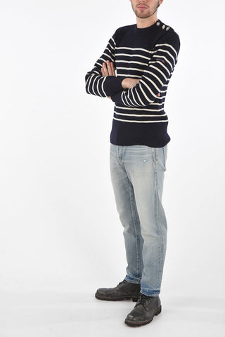ARMOR LUX X THE BRETON awning striped crew-neck sweater with jewel