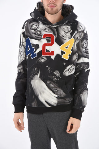 Printed Hoodie with Terry Applications