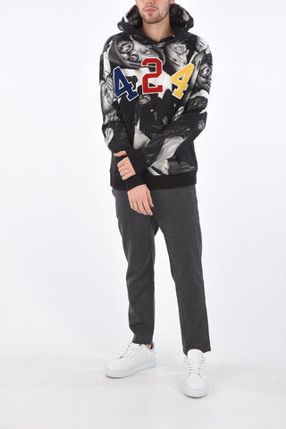 Printed Hoodie with Terry Applications