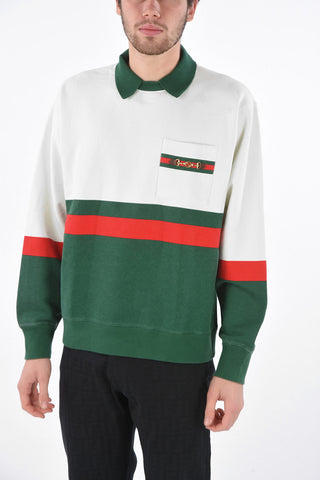 Brushed Polo Neck Sweatshirt with Breast-pocket