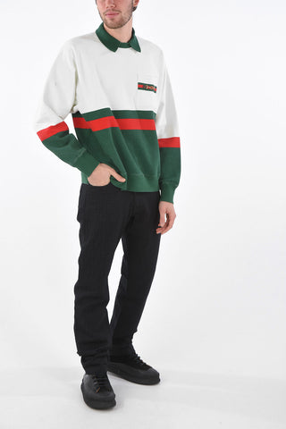Brushed Polo Neck Sweatshirt with Breast-pocket