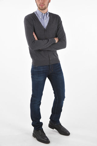 2 Patch Pocket Wool Cardigan with Buttons