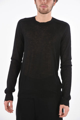 Crew Neck Cashmere Sweater with Ribbed Edges