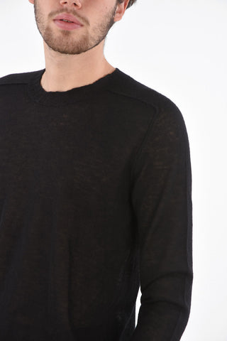 Crew Neck Cashmere Sweater with Ribbed Edges