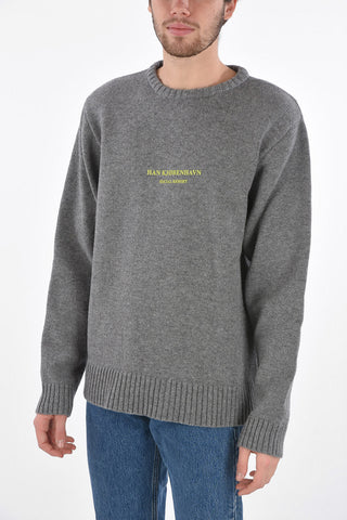 Crew Neck Wool Pullover with Prints