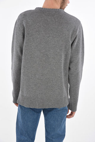 Crew Neck Wool Pullover with Prints