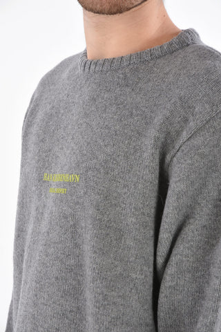 Crew Neck Wool Pullover with Prints