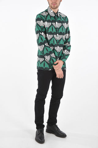 Popeline Printed Shirt with Abstract Motif