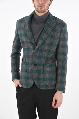 side vent notch lapel checked blazer