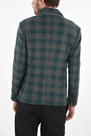 side vent notch lapel checked blazer