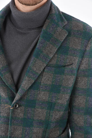 side vent notch lapel checked blazer