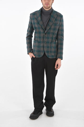 side vent notch lapel checked blazer