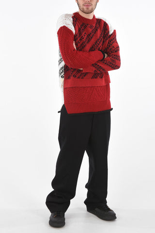 Crew Neck Two Tone Jacquard Pullover