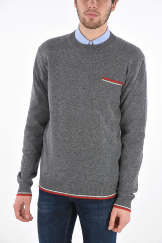 Crew Neck Wool Sweater with Breast-pocket