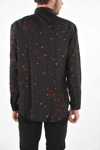 Camicia in Seta con Collo Francese e Motivo a Macchie