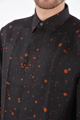 Camicia in Seta con Collo Francese e Motivo a Macchie