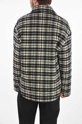 shephard's check snap button outerwear jacket