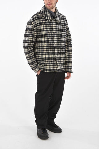 shephard's check snap button outerwear jacket