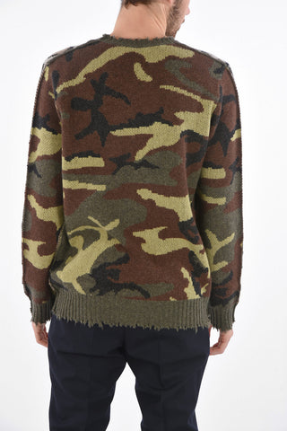 cheetah-print cashmere vintage effect crew-neck sweater